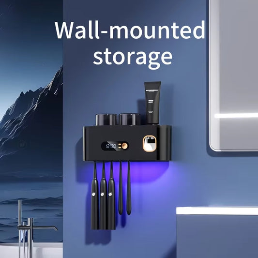 Smart Toothbrush Holder with Toothpaste Dispenser – 5-Slot Storage